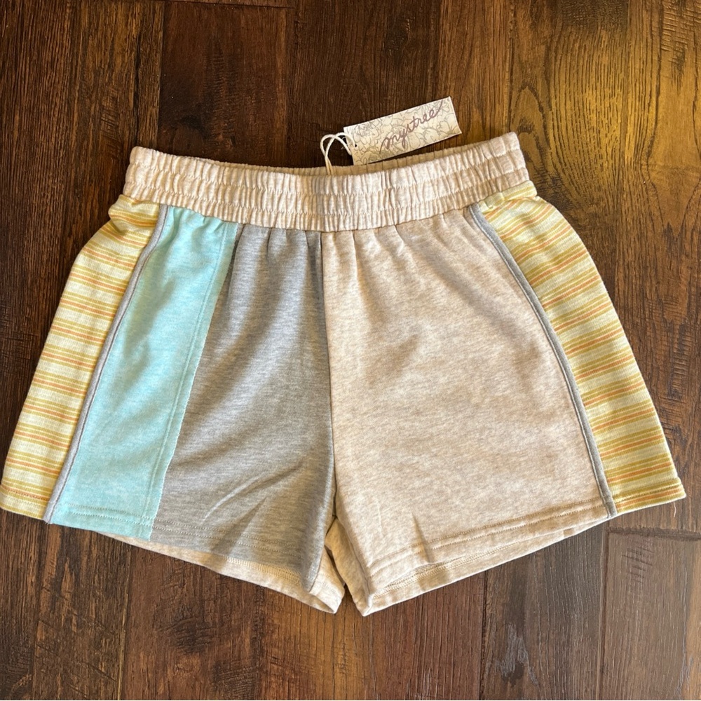 Mystree Women's Colorblock Patchwork Knit Elastic Waistband PullOn Shorts Size S - Picture 2 of 8